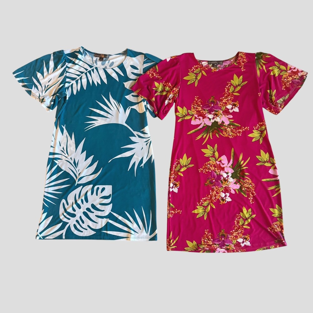 Alexandra + Oak Womens Tropical Floral Flutter Sleeve Shift Dress Set 2 M resort